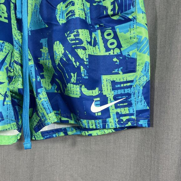 Nike Just Do It Swoosh Print Drawstring Volley Swim Shorts M Green NESSA558-001 - Picture 2 of 8